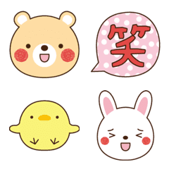 [LINE絵文字] くま＆うさぎ＆ひよこの絵文字セット♡の画像