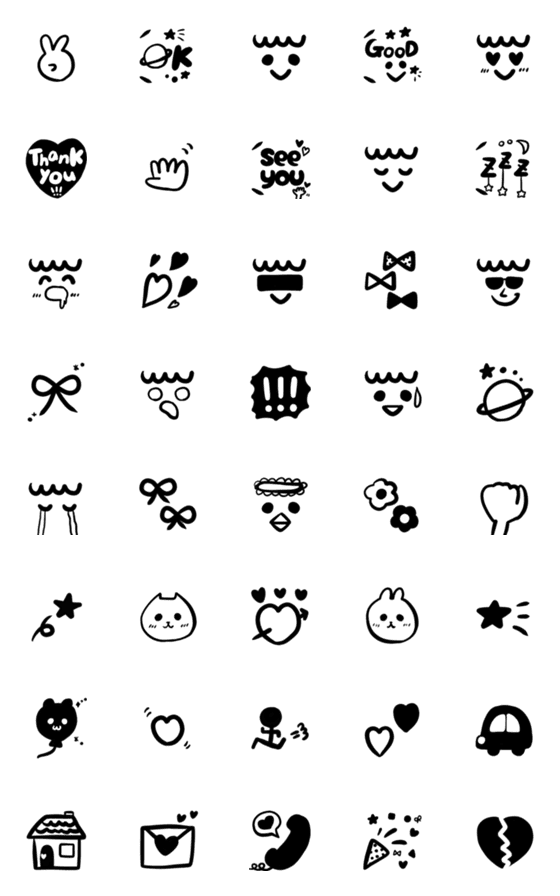 [LINE絵文字]大人かわいい白黒の絵文字の画像一覧
