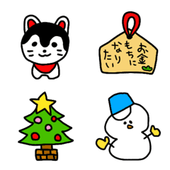 [LINE絵文字] 手書きのクリスマス＆お正月絵文字の画像