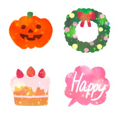 [LINE絵文字] キラキラ★宇宙柄のクリスマス＆ハロウィンの画像