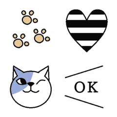 [LINE絵文字] ほんわか猫とモノトーン♡の絵文字の画像