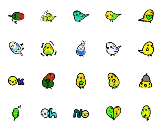 [LINE絵文字]Cute parakeetsの画像一覧
