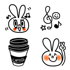 モノクロうさぎのシンプル絵文字！！の絵文字メイン画像