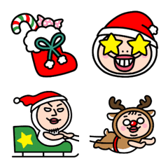 [LINE絵文字] しろめちゃんとおまめさん クリスマスの画像