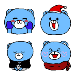 [LINE絵文字] 青クマの冬に使える絵文字  11月12月1月☆の画像