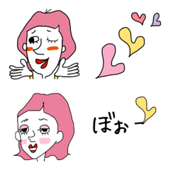 [LINE絵文字] ピンク頭の女の子♡2の画像