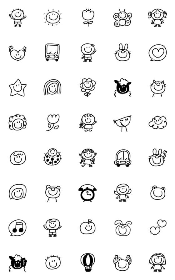 Line絵文字 毎日使える海外風モノクロ絵文字 1 40種類 1円 Line絵文字 毎日使える海外風モノクロ絵文字 1 40種類 1円