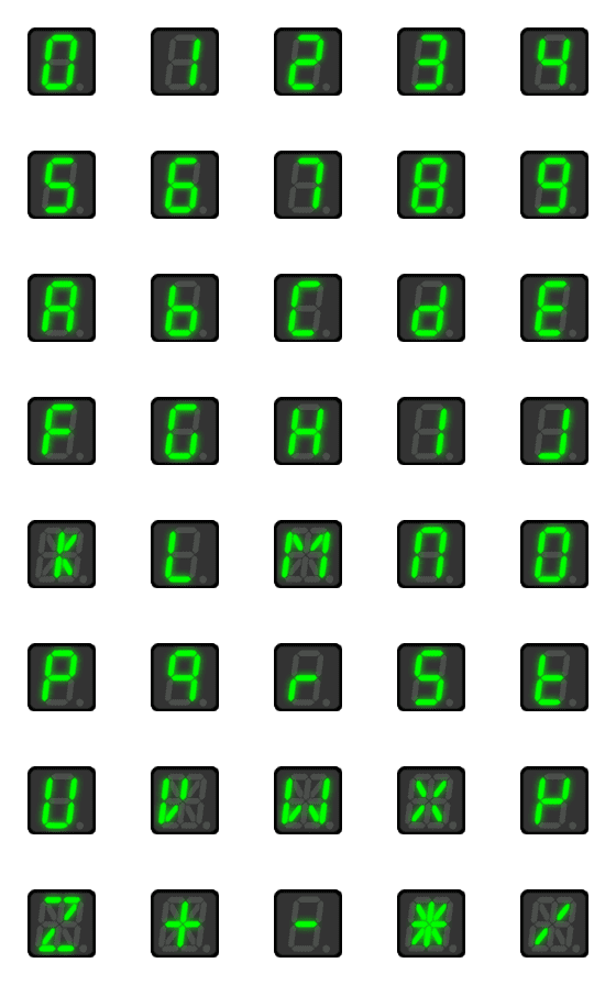 [LINE絵文字]Green led digital font 4 engineers (ENG)の画像一覧