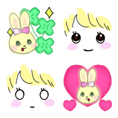 [LINE絵文字] ふんわりフワちゃん♥女の子うさぎ絵文字2の画像