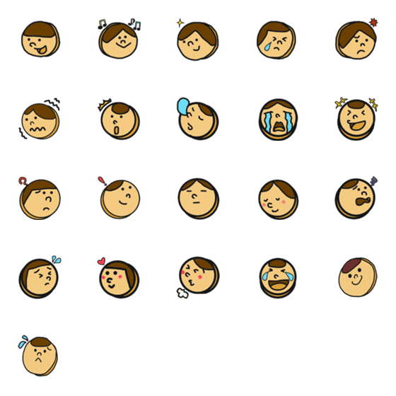 [LINE絵文字]kids face cookie Emojiの画像一覧