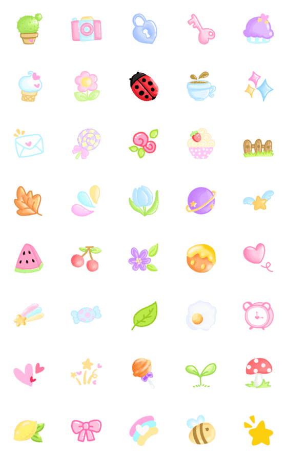 [LINE絵文字]Cutie emoji : kawaii sweety pastelの画像一覧