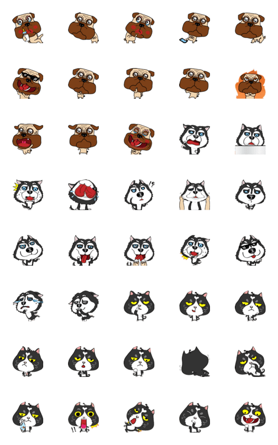 [LINE絵文字]Pugky and friends emojiの画像一覧