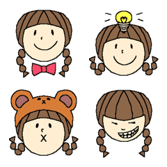 [LINE絵文字] かわいいおさげ女子の絵文字の画像