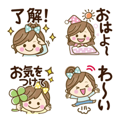 [LINE絵文字] 文字付き♡ナチュラルガール【毎日便利】の画像