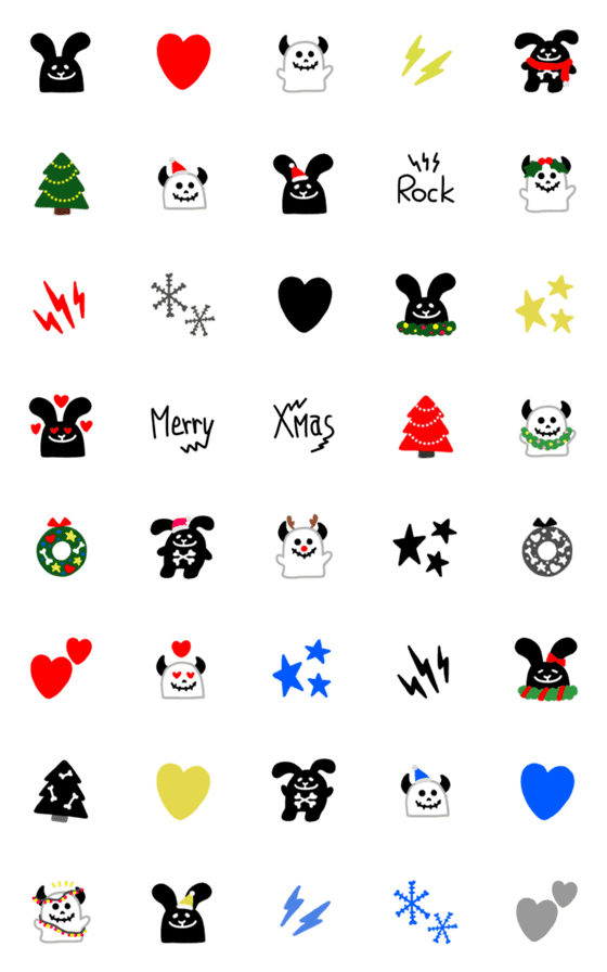 [LINE絵文字]ロックなウサギとドクロちゃん♥️Xmasの画像一覧