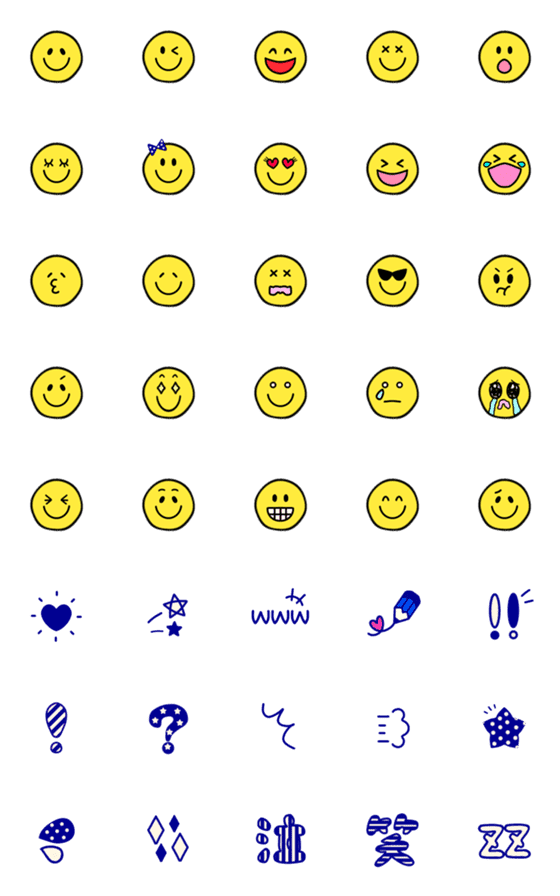 [LINE絵文字]スマイル×ネイビーの画像一覧