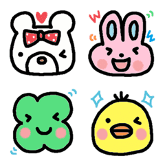 [LINE絵文字] くっきりハッピー動物と色んな絵文字の画像