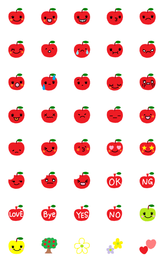 [LINE絵文字]赤いリンゴの絵文字の画像一覧