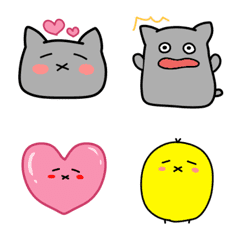 [LINE絵文字] 灰猫のまるるん絵文字の画像