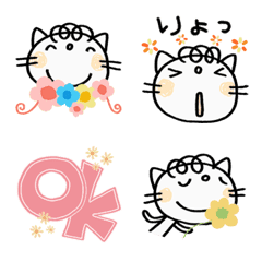 [LINE絵文字] ねこくる♪お花絵文字の画像