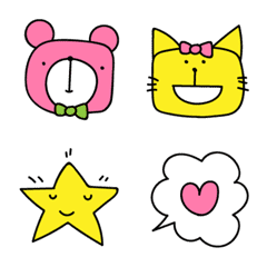 [LINE絵文字] Pink Bear and Yellow Catの画像