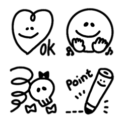 [LINE絵文字] シンプル【黒ペン】絵文字の画像