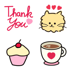 ネコとハート♡ホッとひといき♡の絵文字メイン画像