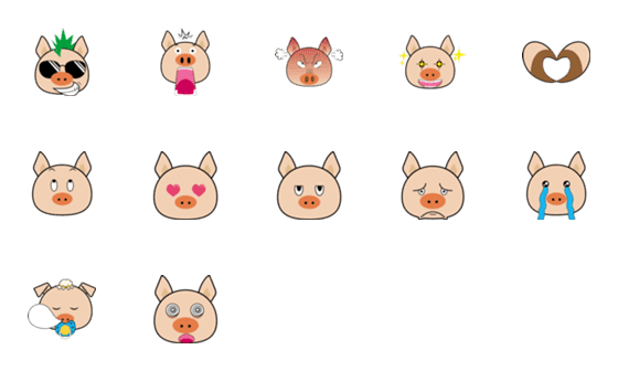 [LINE絵文字]Pig expression diaryの画像一覧
