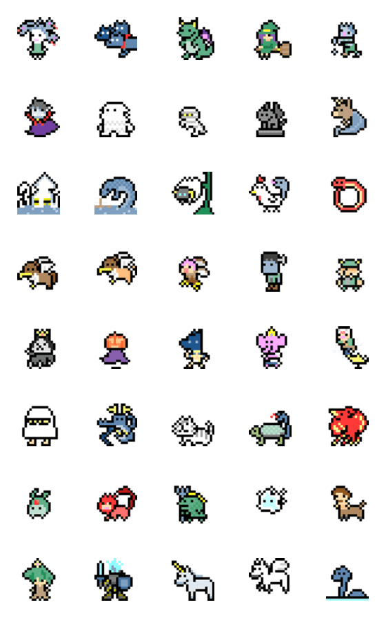 [LINE絵文字]ドット絵 ピクセルファンタジーの画像一覧