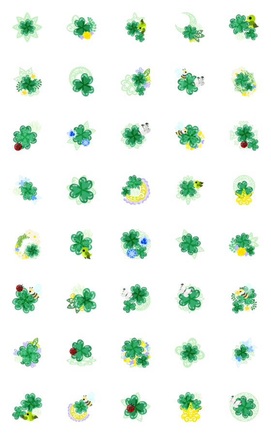 [LINE絵文字]Clover Jewels Emojiの画像一覧