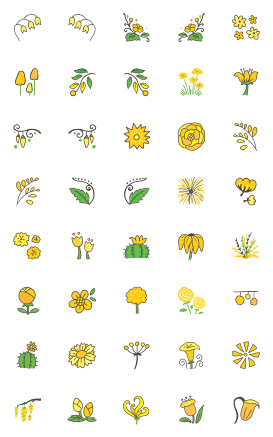 [LINE絵文字]Gold Flowers Emojiの画像一覧