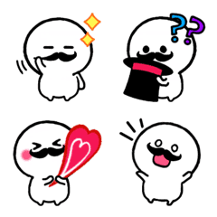 [LINE絵文字] 白くて丸いダンディなひげ丸の絵文字の画像