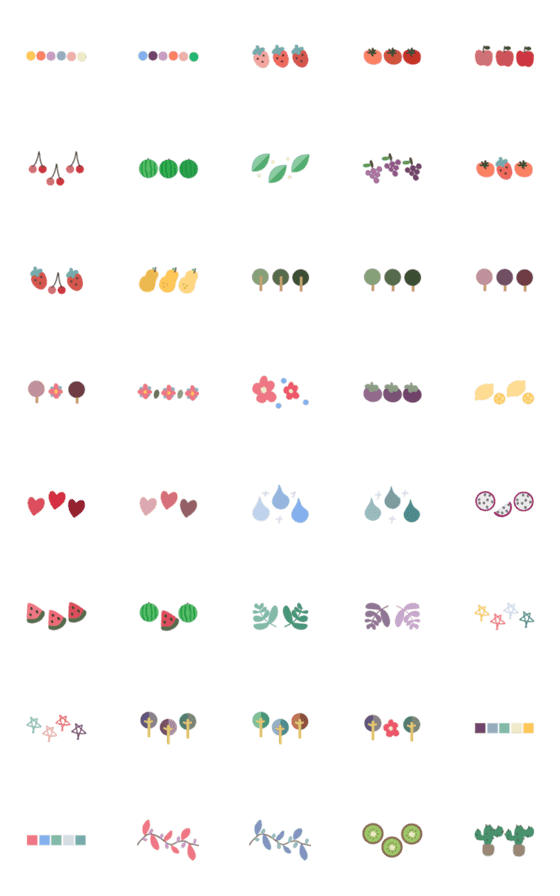 [LINE絵文字]cute fruit,flower and tree lineの画像一覧