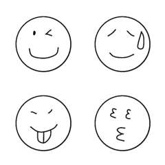 [LINE絵文字] 色々な表情の丸顔シンプル絵文字の画像