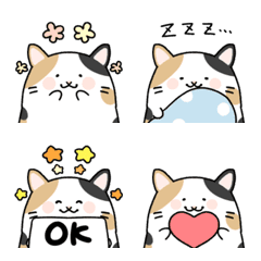 [LINE絵文字] ゆるかわいい三毛猫さん絵文字の画像