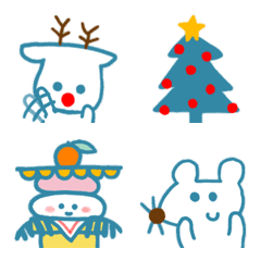 [LINE絵文字] 青い動物たちのクリスマスとお正月の画像