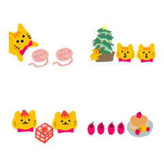 [LINE絵文字] クリスマスのオレンジ色の猫の幸せな装飾の画像