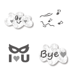 [LINE絵文字] 雲のきもち☁️シンプルモノトーン絵文字2の画像