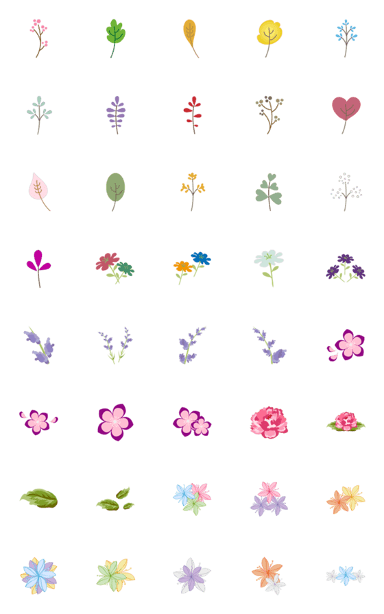 [LINE絵文字]花の葉の美しい世界2.0の画像一覧