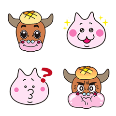 [LINE絵文字] the MooMeow cow and cat Emojiの画像