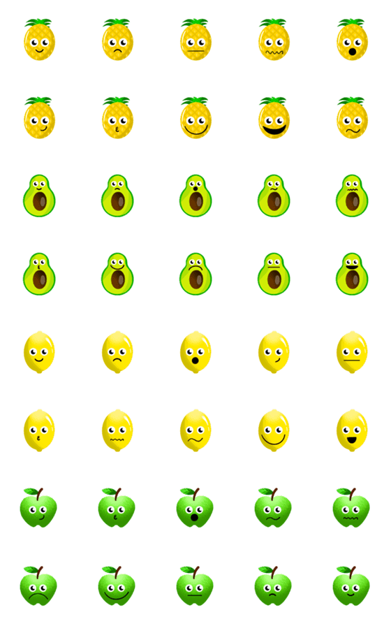 [LINE絵文字]Handdrawn Tropical Fruit Emojiの画像一覧