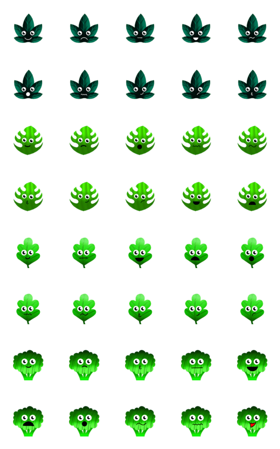 [LINE絵文字]Handdrawn Green Vegetable Emojiの画像一覧