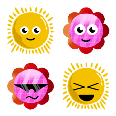 [LINE絵文字] Handdrawn Flower and Sun Emojiの画像