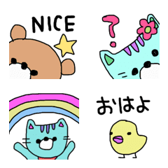 [LINE絵文字] ひょっこり動物 カラフル絵文字の画像