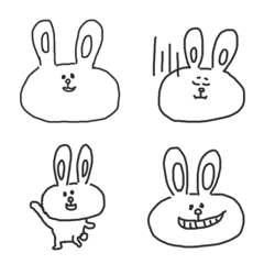 [LINE絵文字] シンプルならくがき白うさぎ(絵文字)の画像