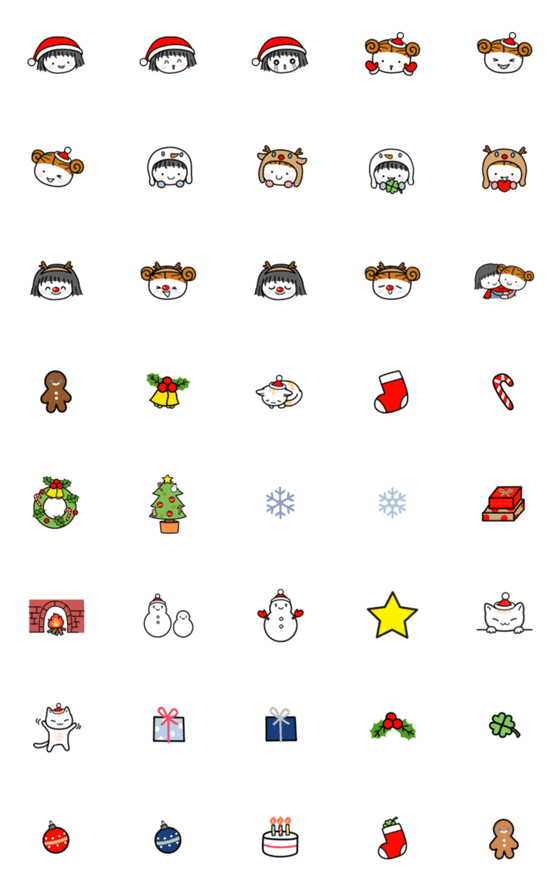[LINE絵文字]Narne and Bujirne's Christmas Emojiの画像一覧
