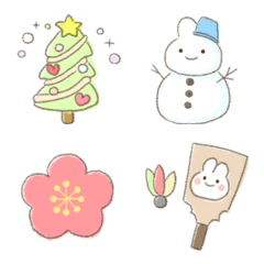 [LINE絵文字] パステル♡クリスマス＆お正月絵文字の画像