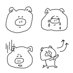 [LINE絵文字] シンプルならくがき白ブタ(絵文字)の画像