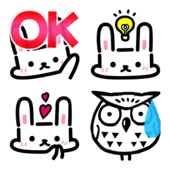[LINE絵文字] うさぎのアム！とおまけのフクロウ絵文字の画像