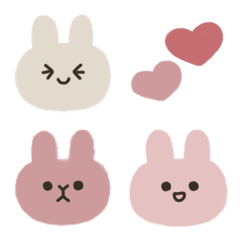 くすみカラーのふわふわピンクうさぎの絵文字メイン画像